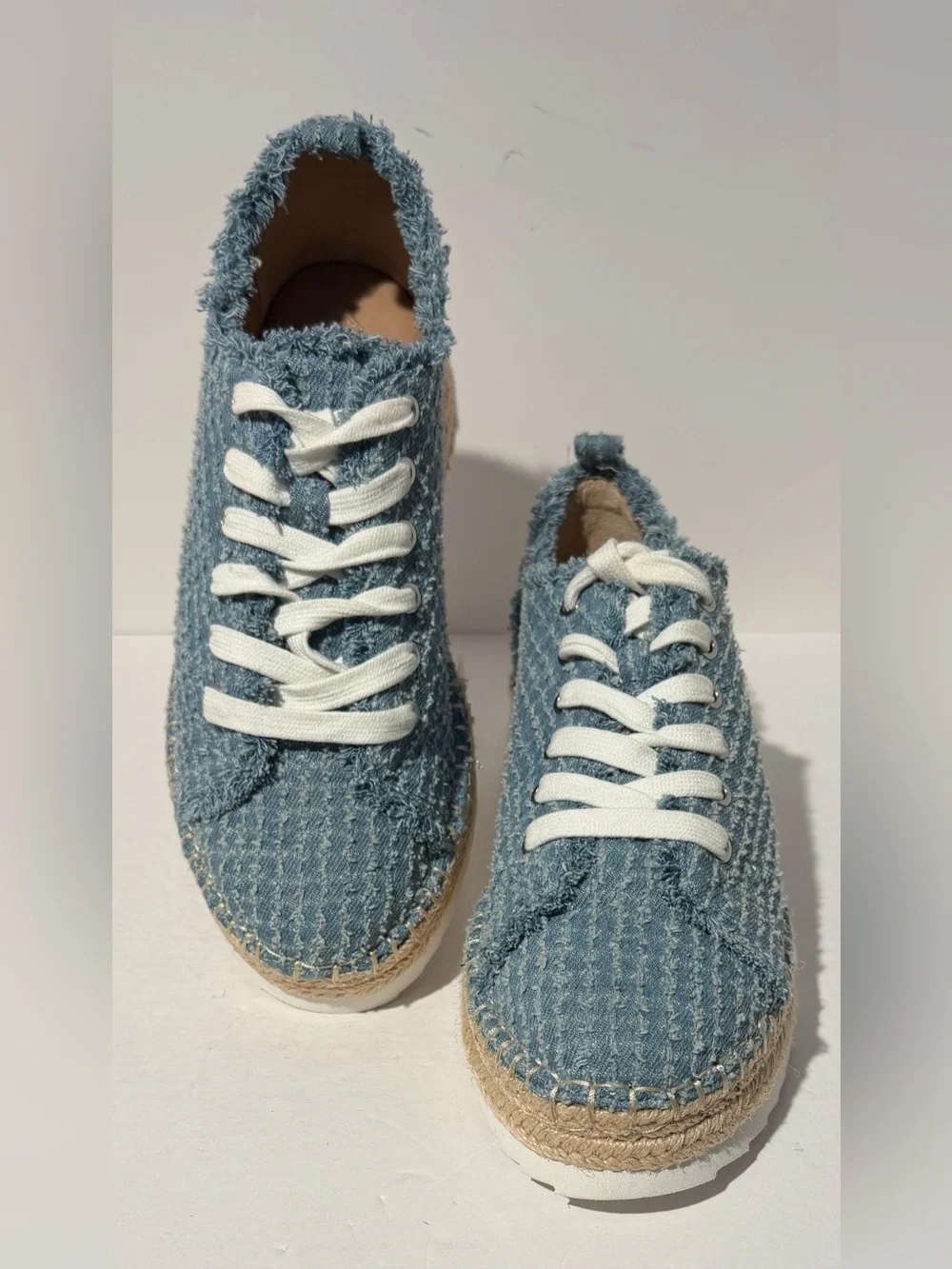 Antonio Melani TaylorTwo Lace Up Espadrille Denim Platform Sneakers Sz 8 NEW!